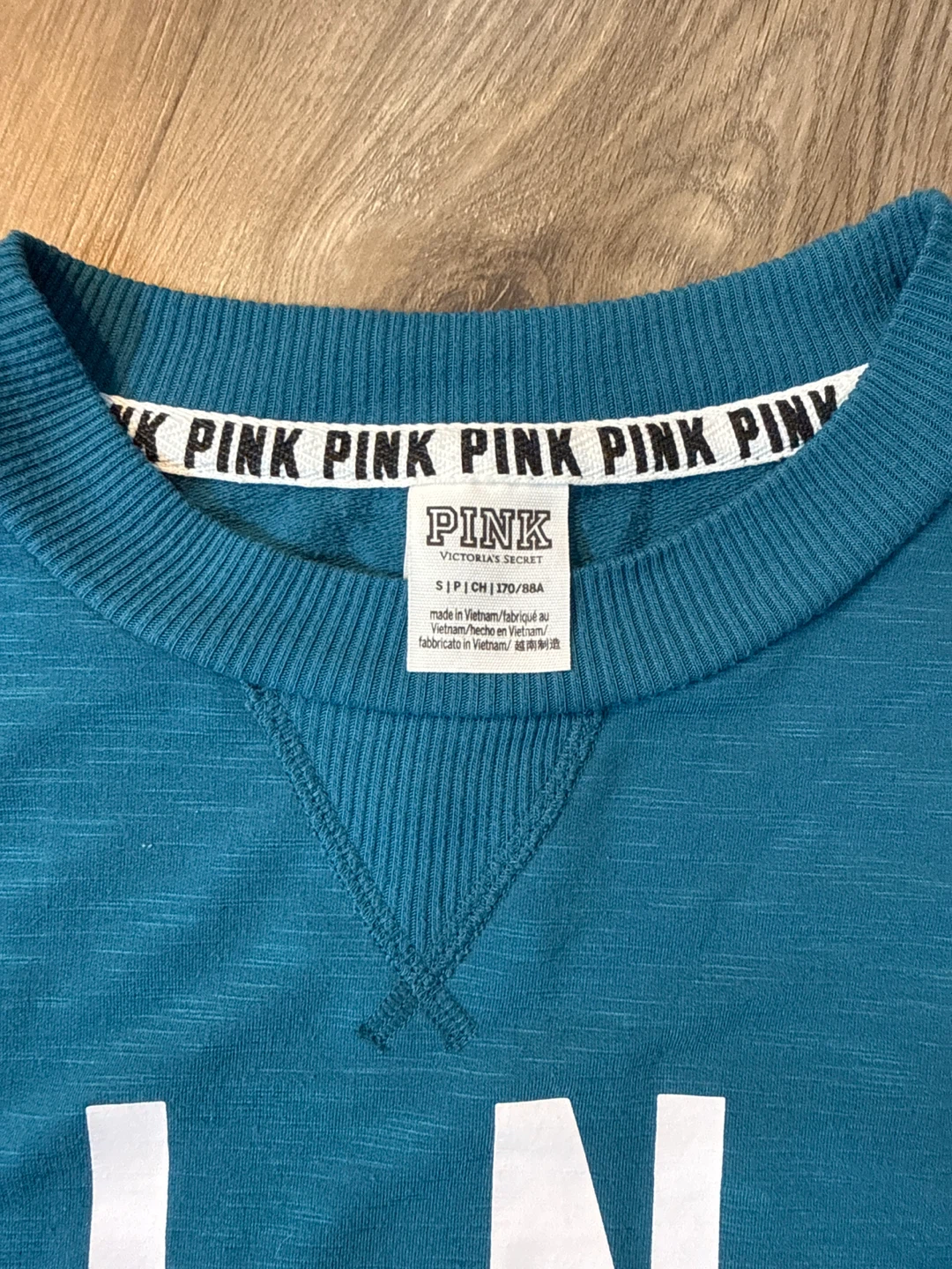 Victoria's Secret PINK Blue Graphic Crewneck Sweatshirt Size S - photo 2