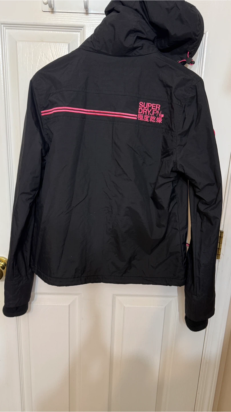 Superdry International Black Pink Lined Hooded Jacket Size M - photo 3