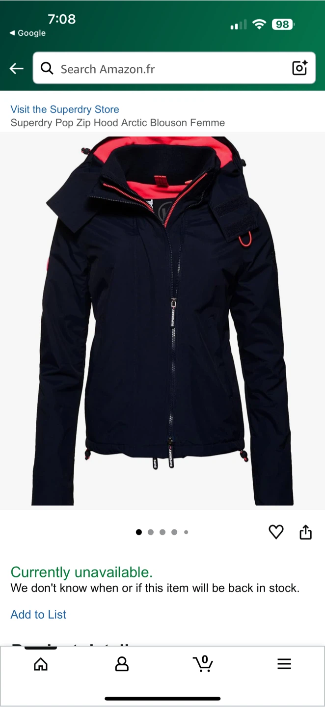 Superdry International Black Pink Lined Hooded Jacket Size M - photo 2
