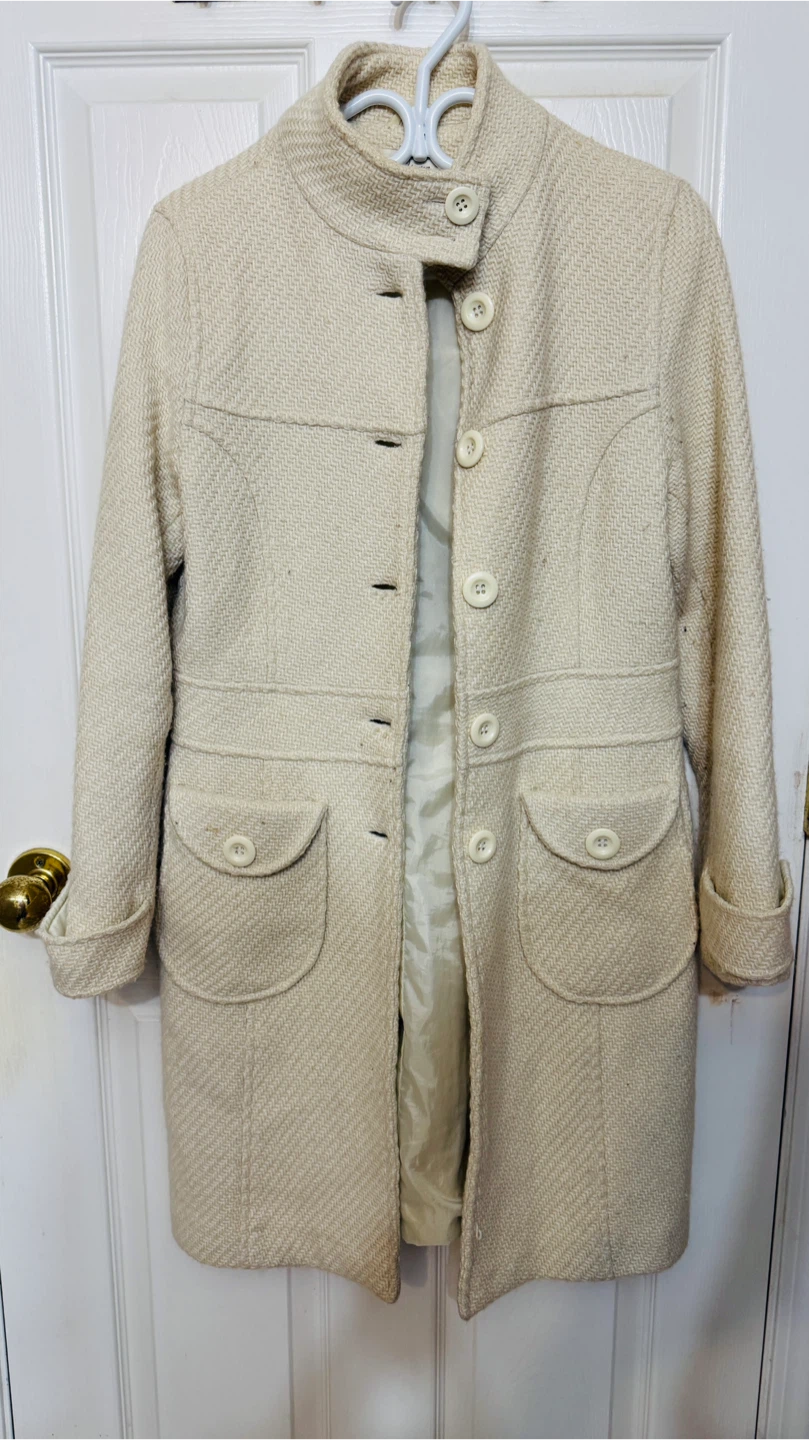 Seduction Beige Tweed Coat Size L - photo 3