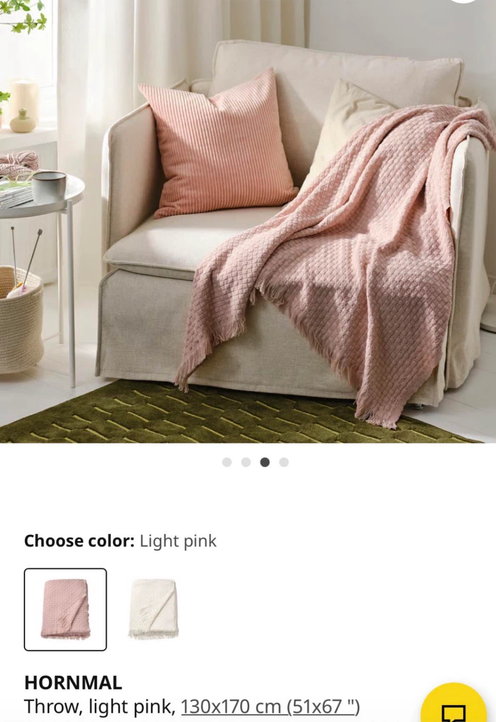IKEA HORNMAL Throw - Light Pink 130x170 cm - photo 2