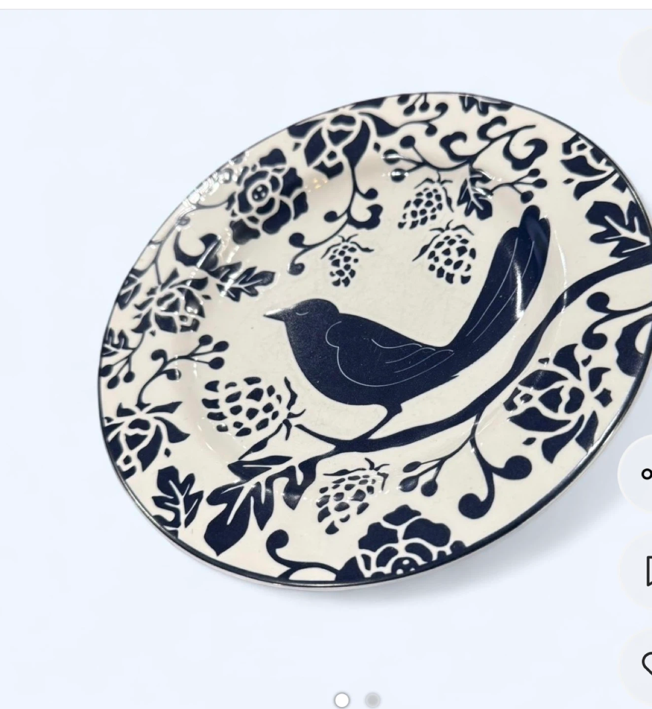 Decorative Plate with Bird and Floral Design