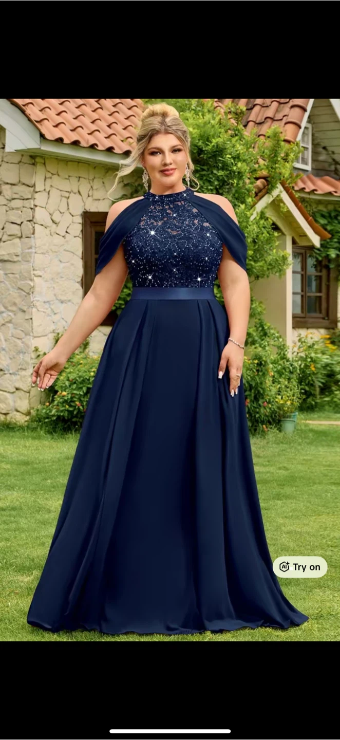 Navy Blue Embellished Cold Shoulder Maxi Dress