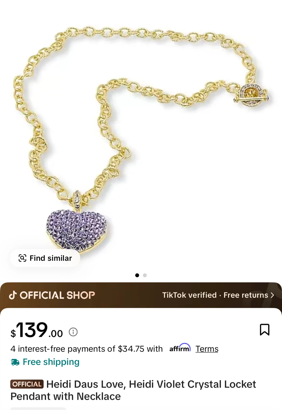 Heidi Daus Love, Heidi Necklace