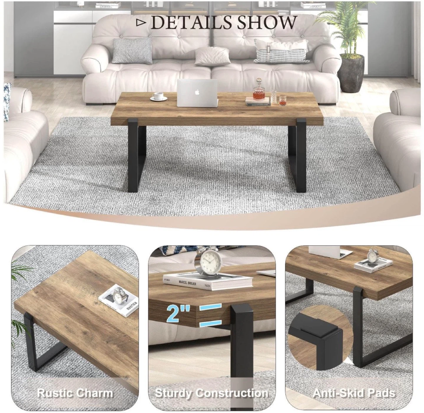 Gray Oak and Black Coffee Table - photo 3