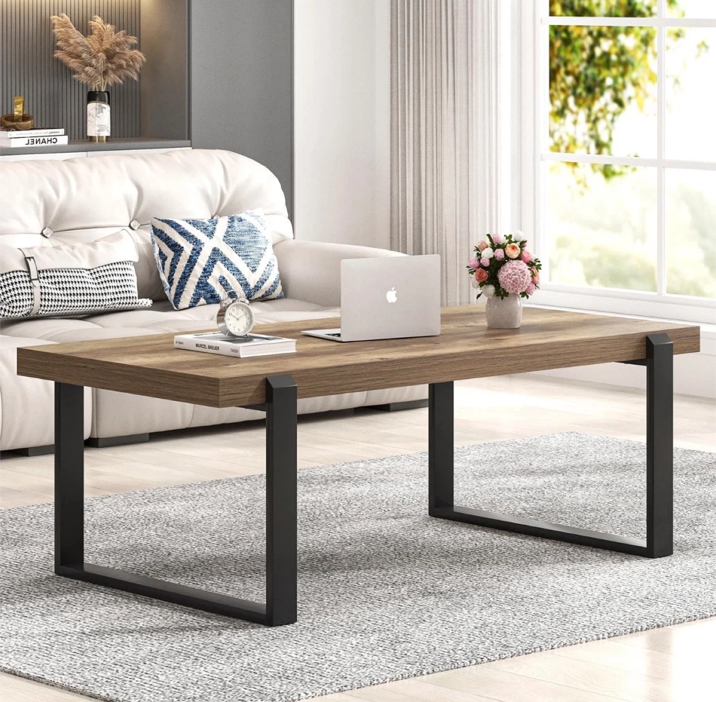 Gray Oak and Black Coffee Table