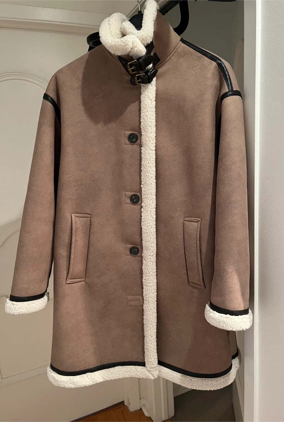 Zara Sherpa Trimmed Lined Coat 🥕 - photo 2