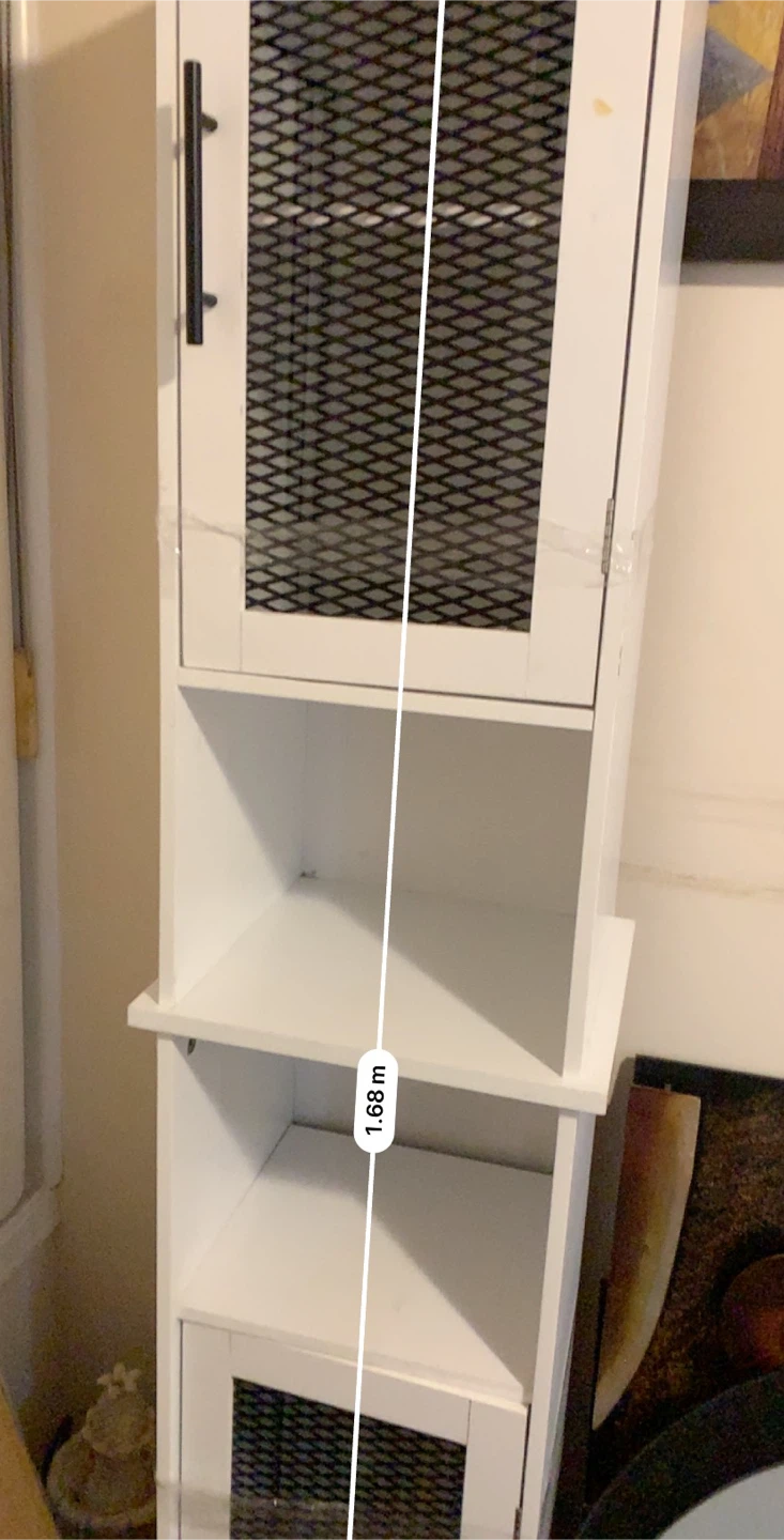 Tall White Storage bathroom cabinet Cabinet with Mesh Doors - photo 2