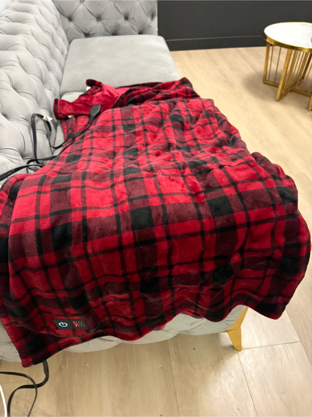 Red and Black Plaid Heated Blanket
