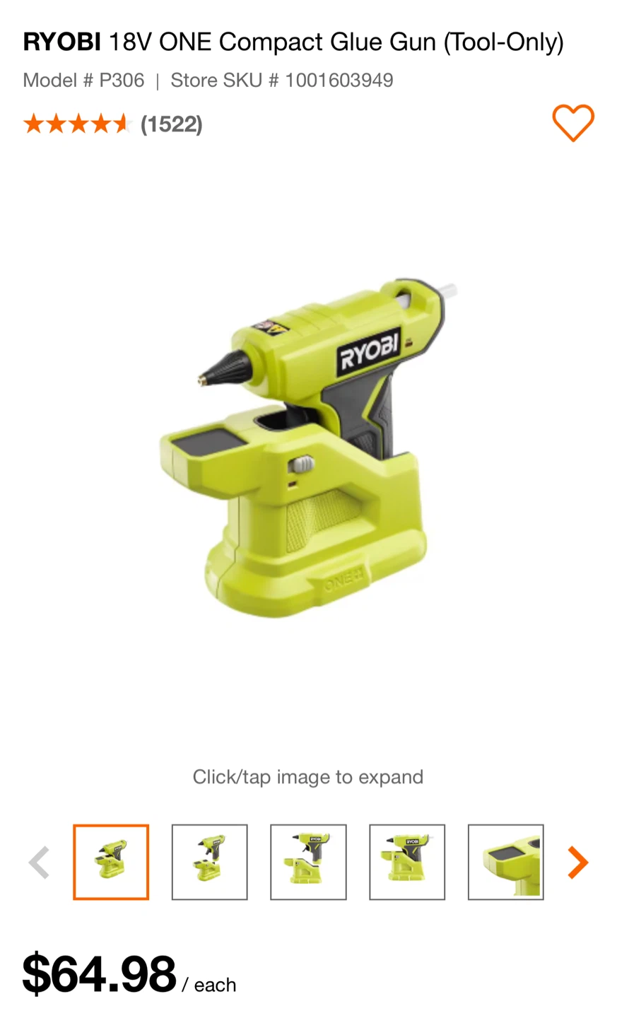 RYOBI 18V Compact Glue Gun
