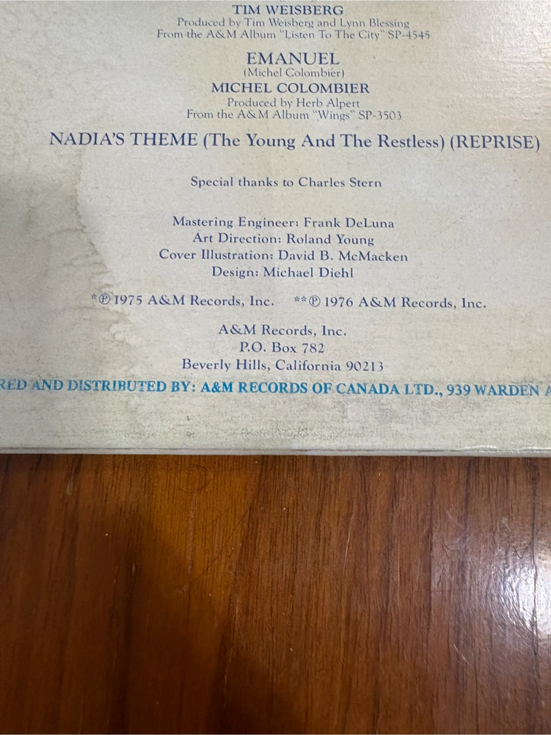 Nadia's Theme (The Young and the Restless) Vinyl Record - photo 3