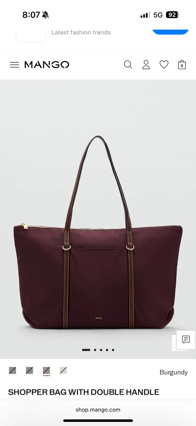 Mango Shopper Bag burgundy