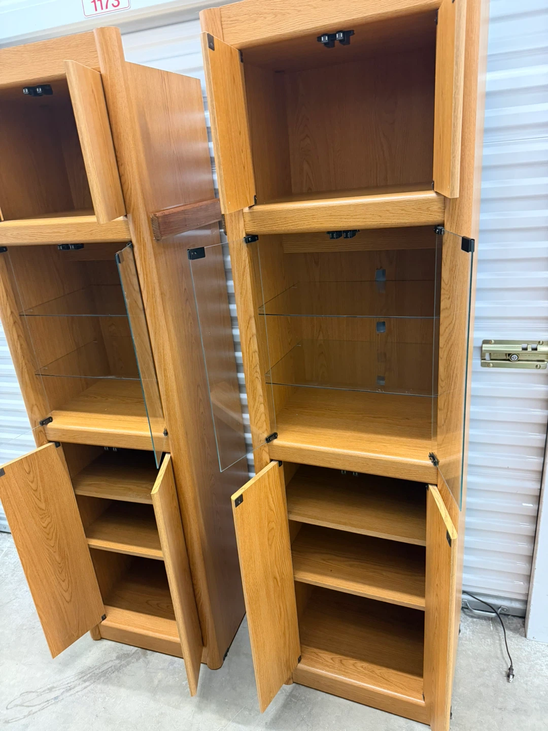 Oak Wood Display Cabinets with Glass Doors (Set of 2) - photo 3