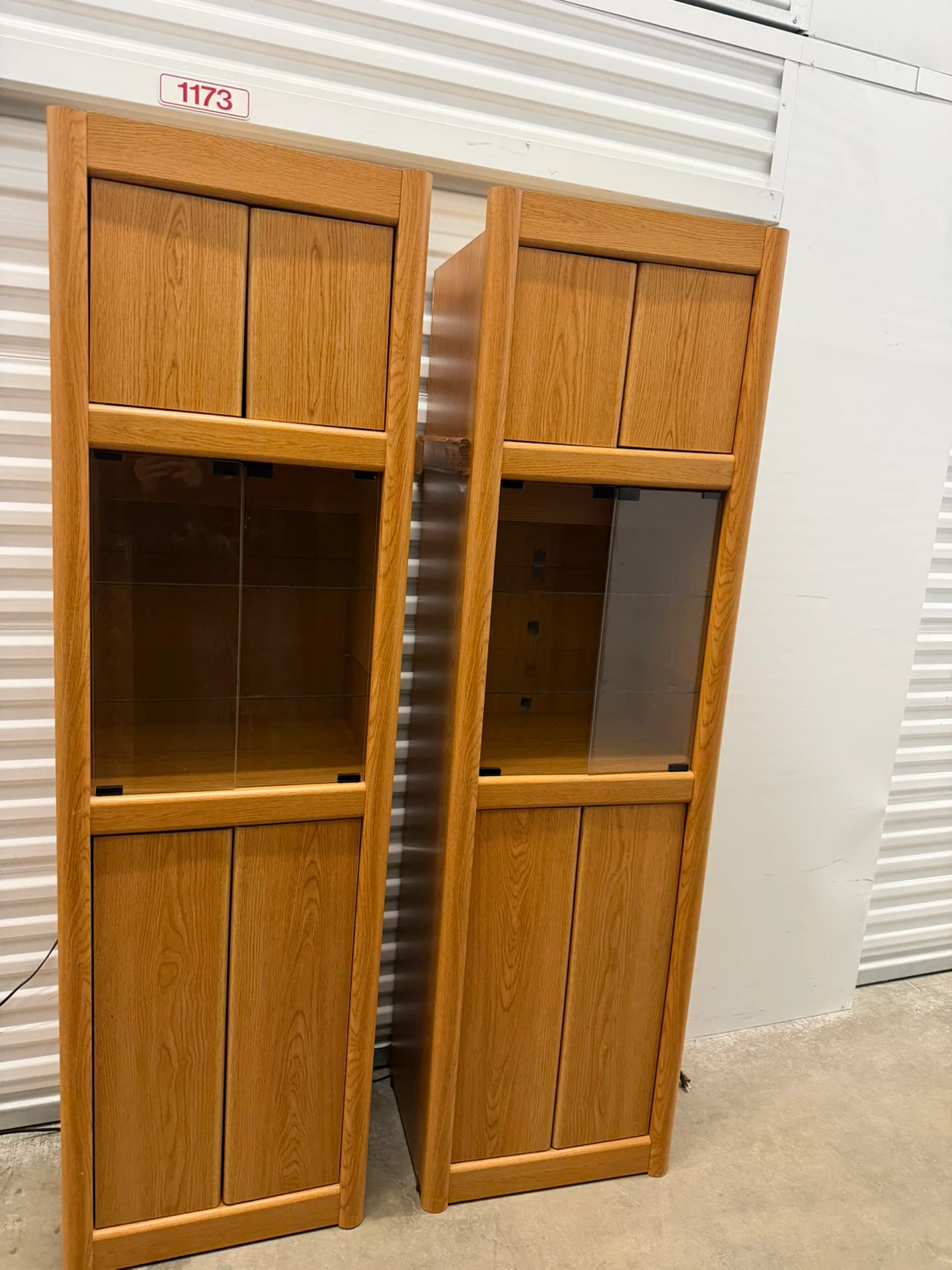 Oak Wood Display Cabinets with Glass Doors (Set of 2) - photo 4