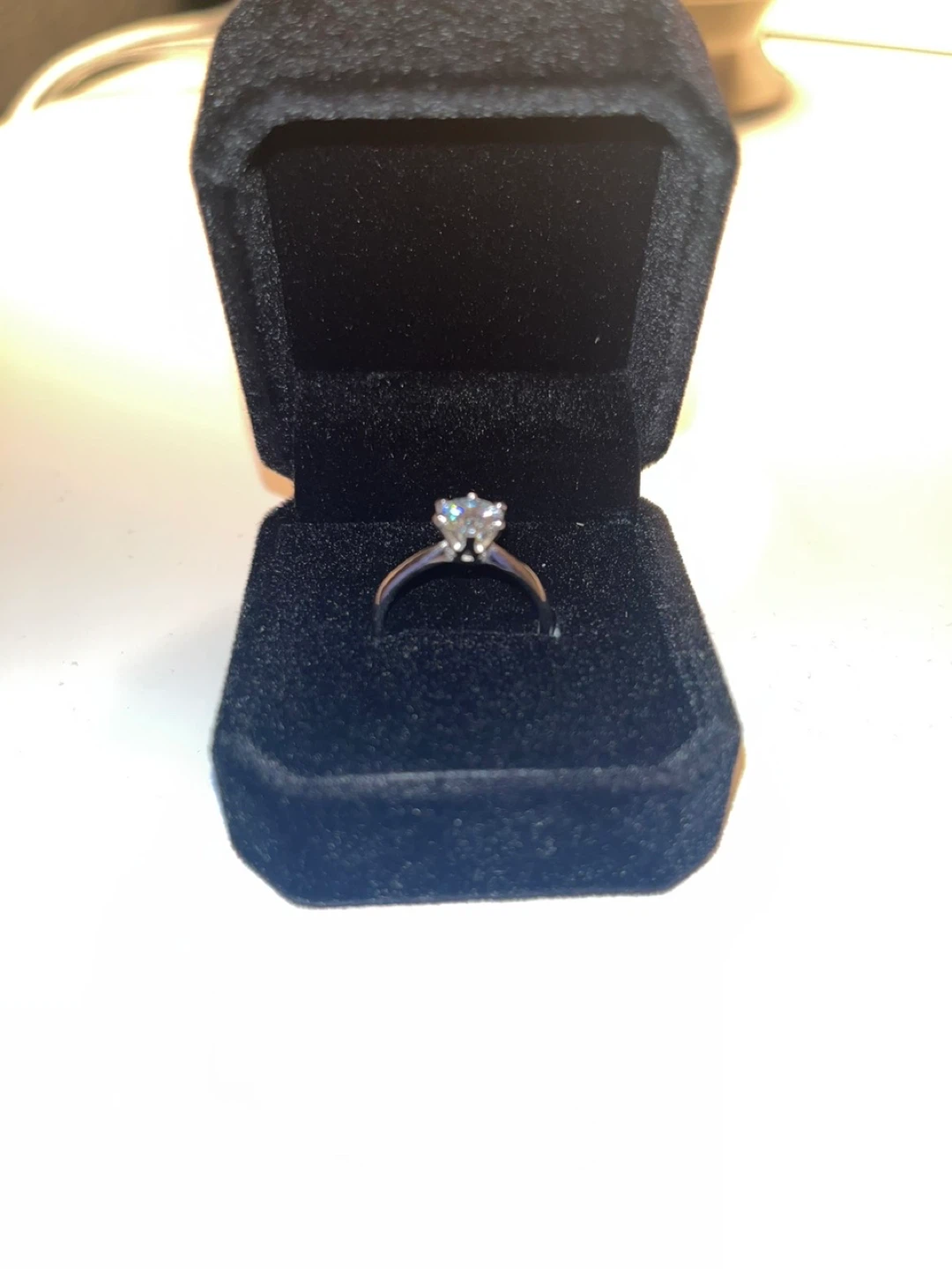 Diamond Solitaire Ring in Black Velvet Box 0.9k