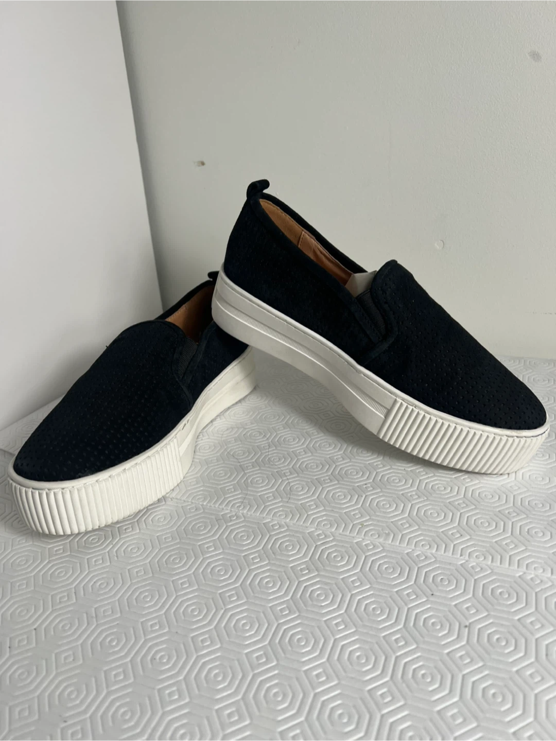 Halogen  Black Perforated Suede Slip-On Sneakers - Size M - photo 2