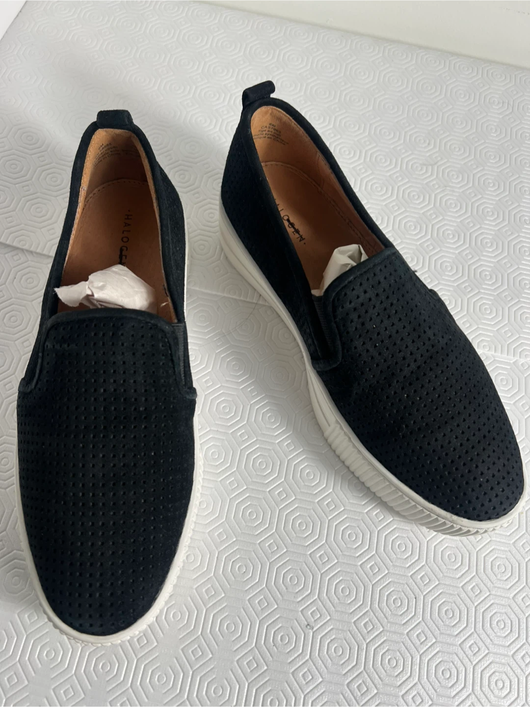 Halogen  Black Perforated Suede Slip-On Sneakers - Size M - photo 3
