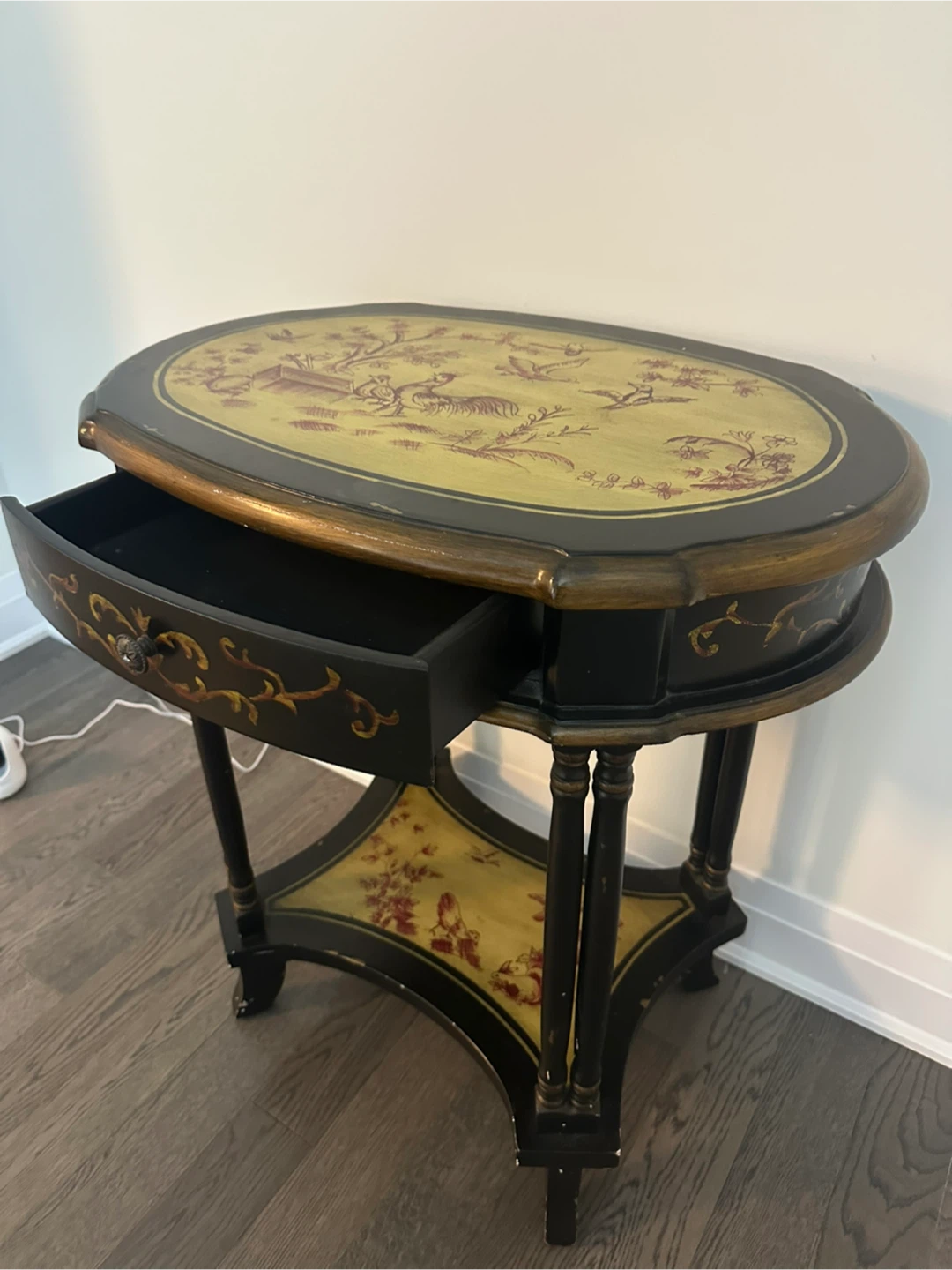 Oval Accent Table with Drawer - photo 2