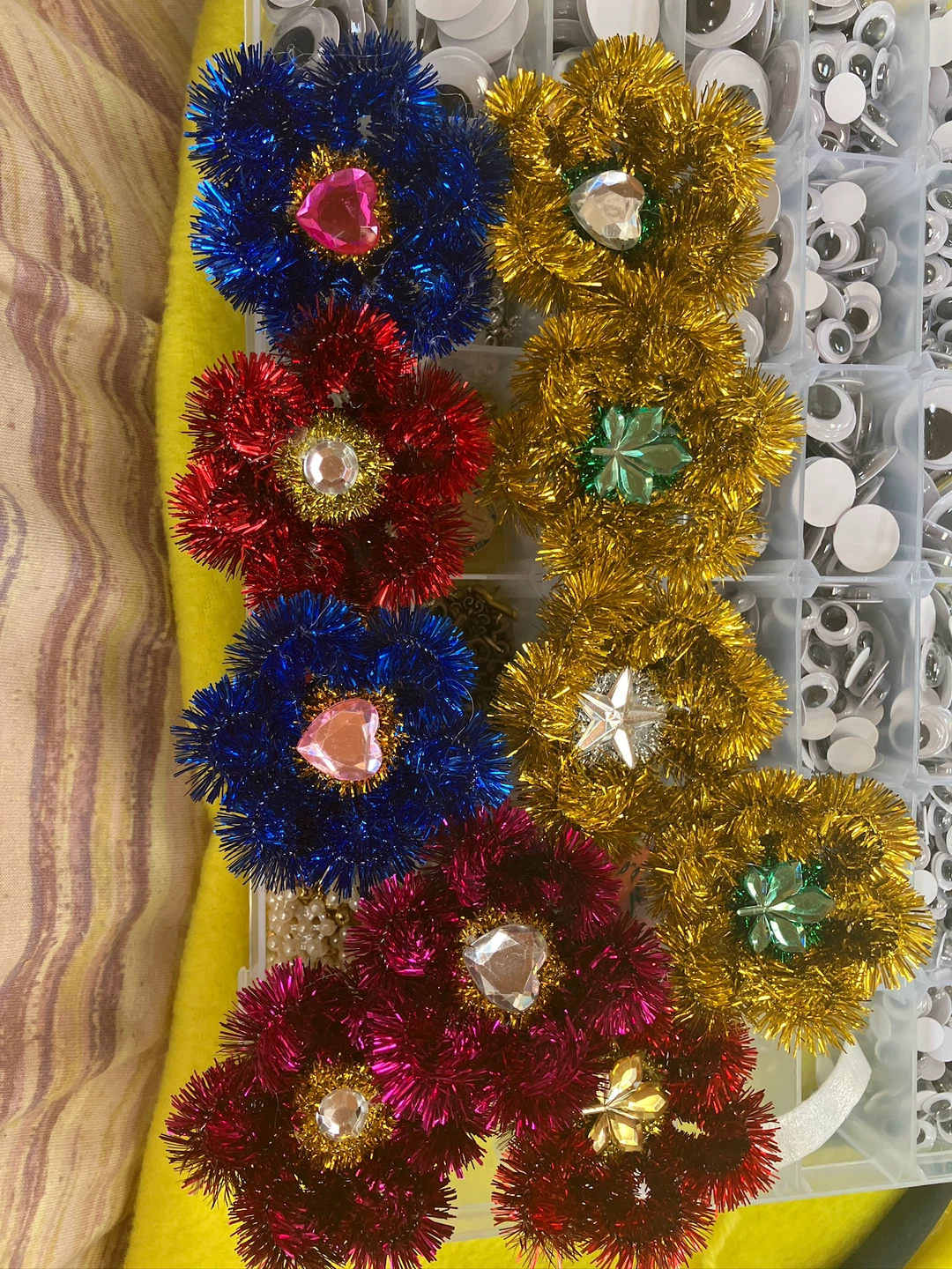 Craft Rings - Flower Tinsel with Rhinestones