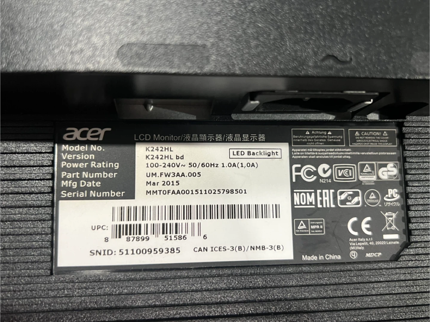 Acer K242HL bd 24-inch LCD Monitor - photo 4