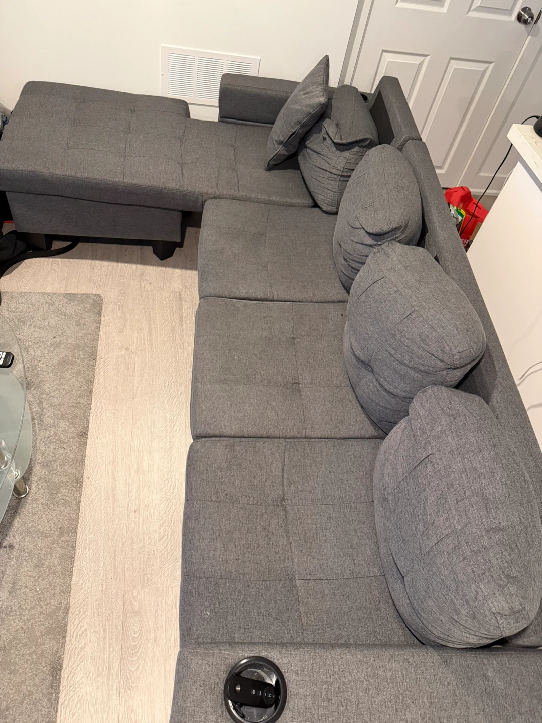 Grey Sectional Sofa with Chaise and Cup Holder - photo 2