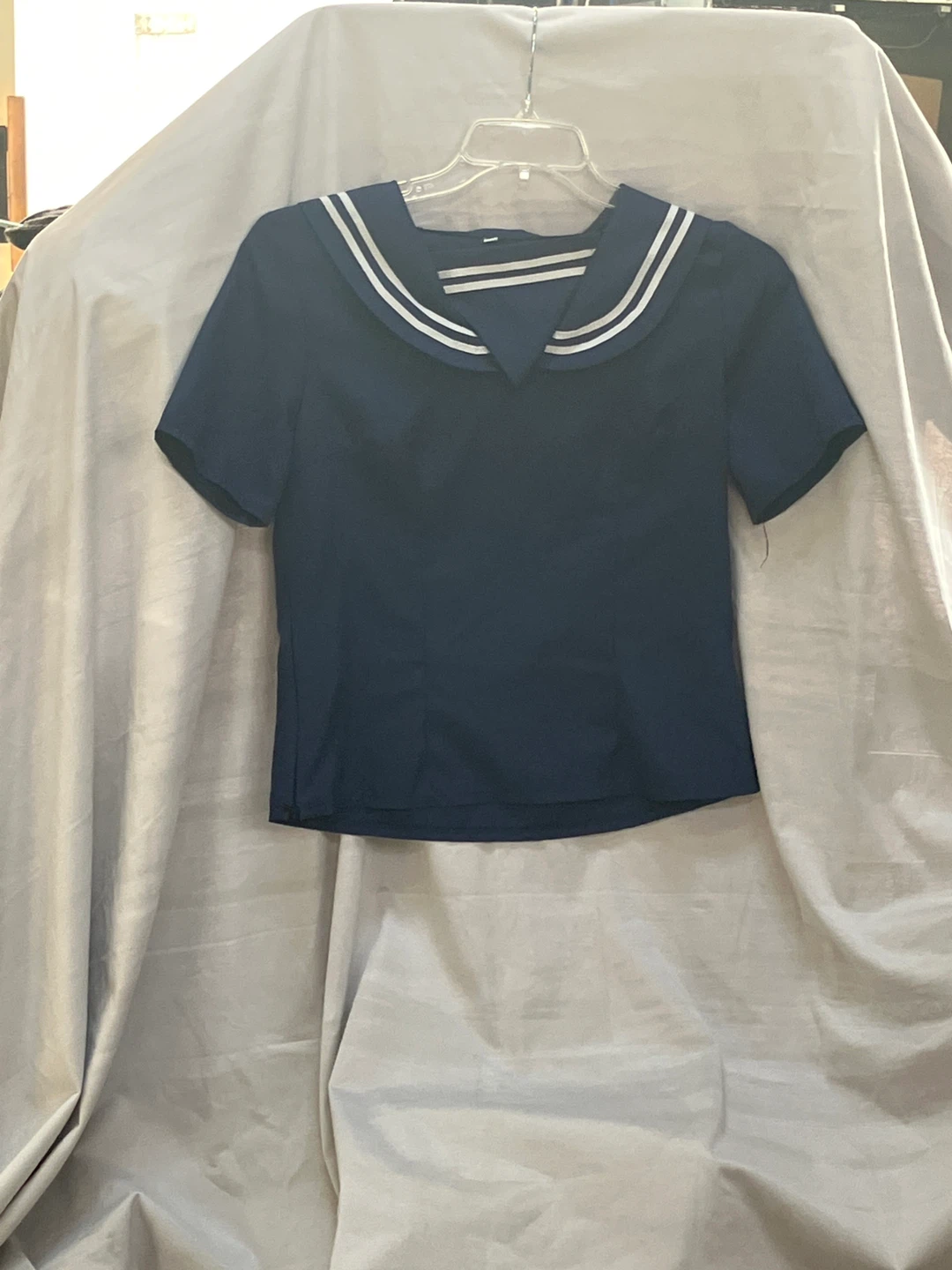 Navy Sailor Shirt with White Stripes