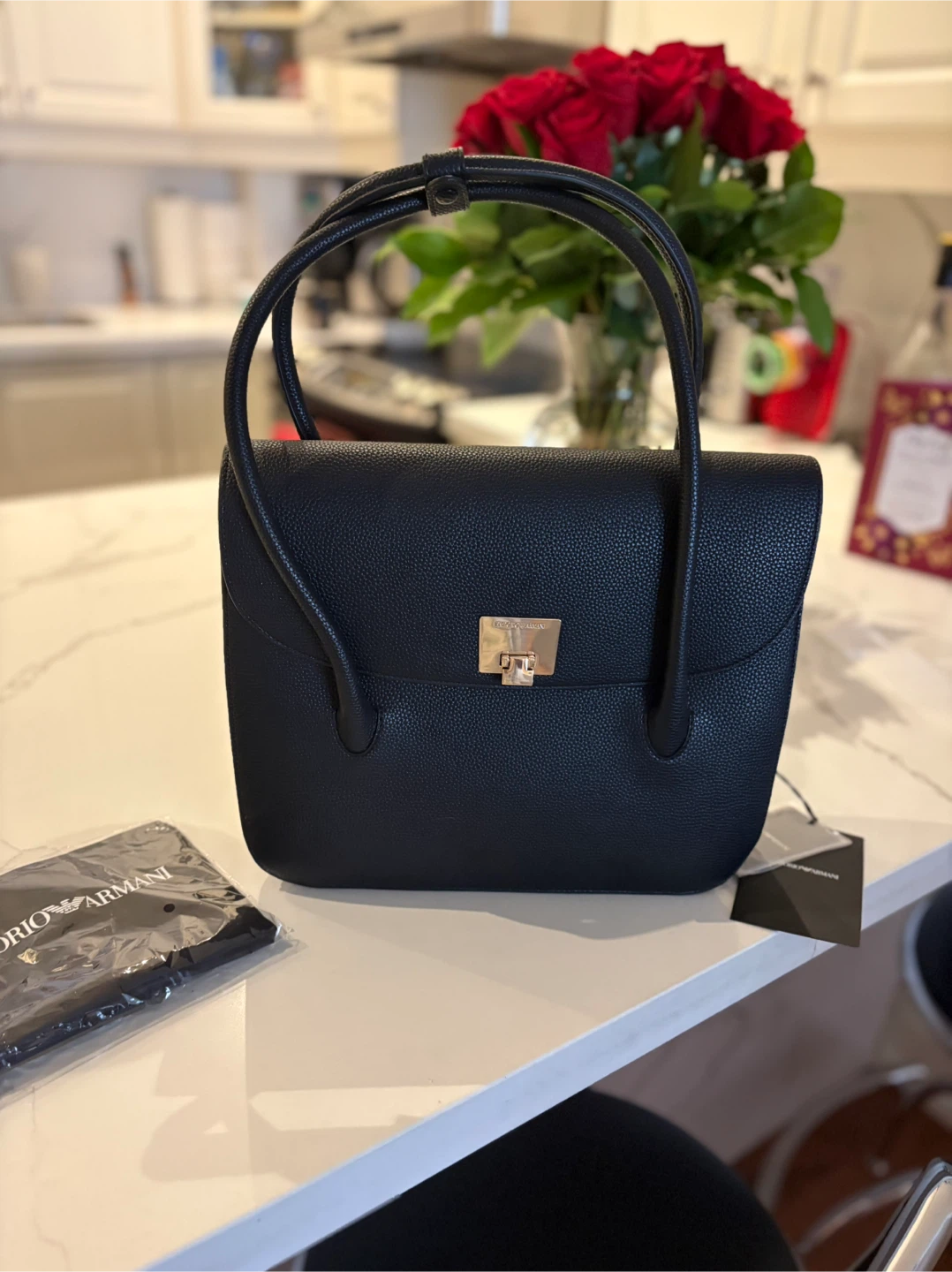 Emporio Armani classic, stylish black handbag