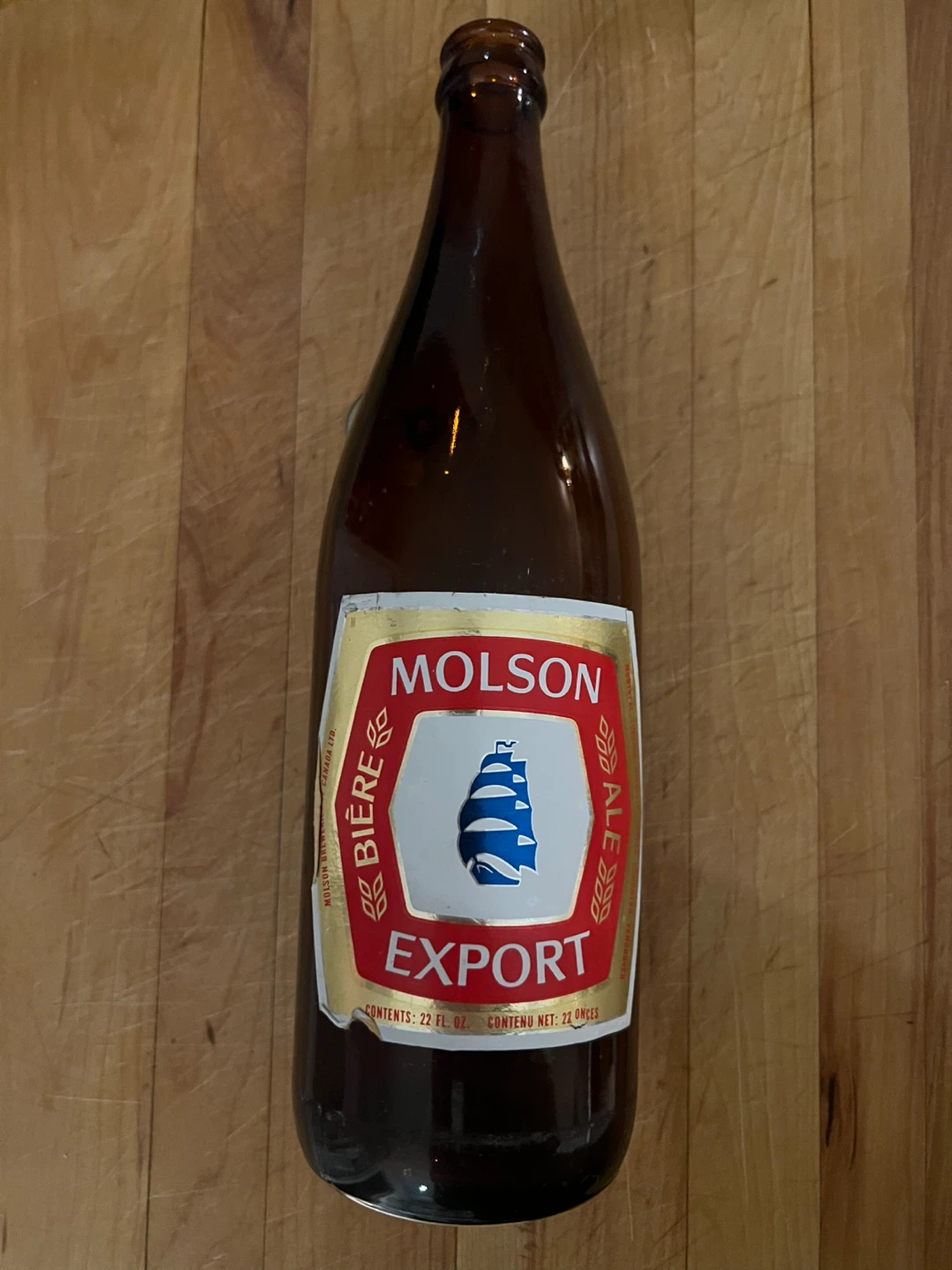 Vintage beer bottles and case