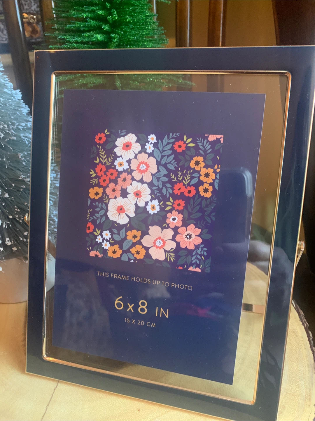 Navy Enamel and Glass Picture Frame with a Rose Gold Frame - photo 2