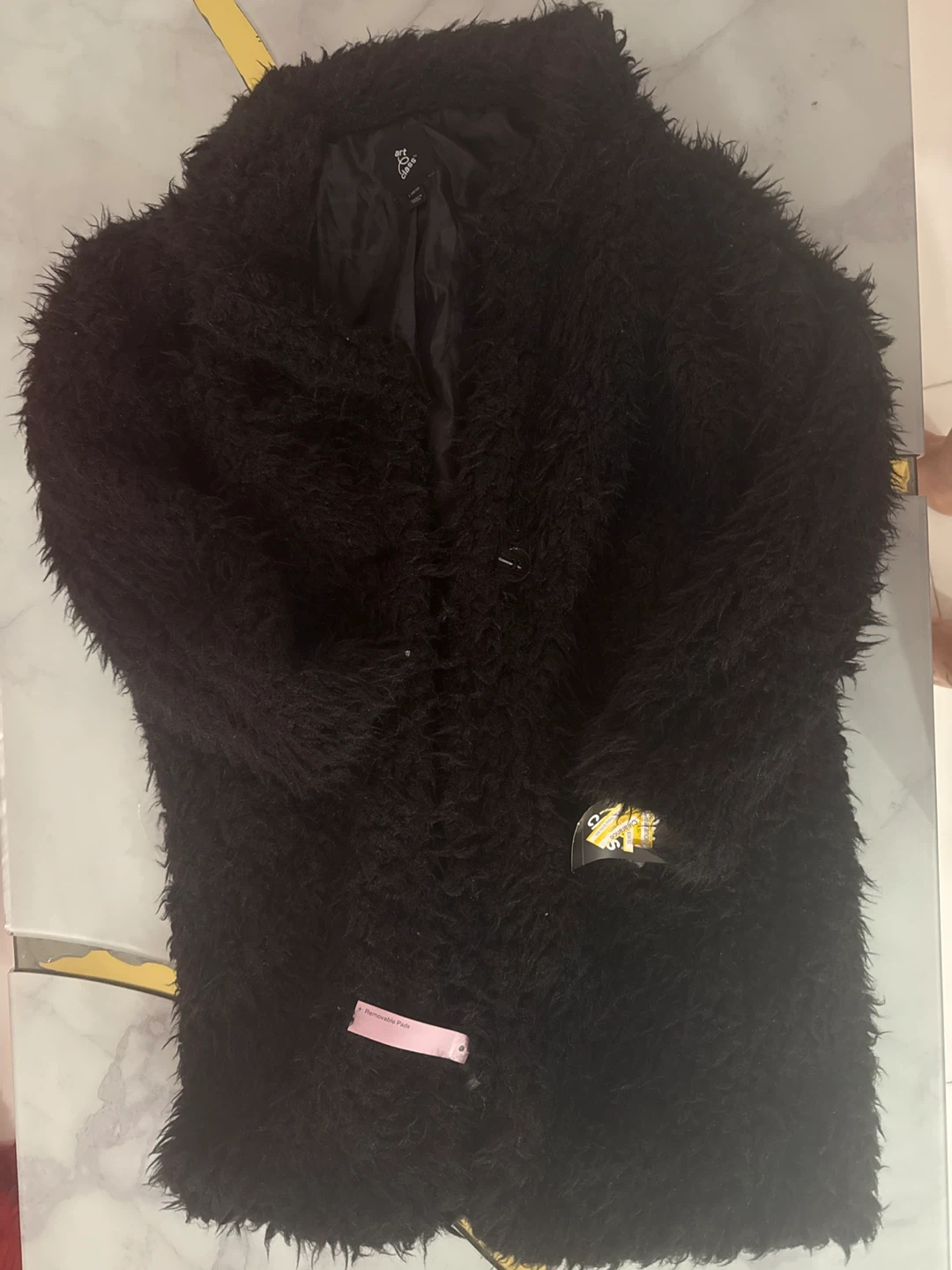 Art Class Black Faux Fur Coat - Size L (10/12)
