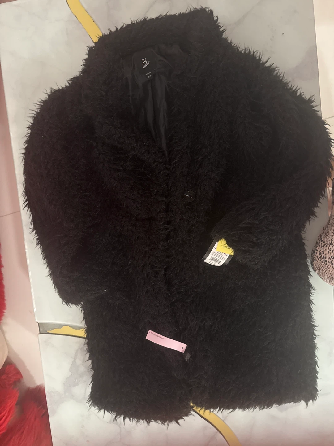 Art Class Black Faux Fur Coat - Size L (10/12) - photo 4