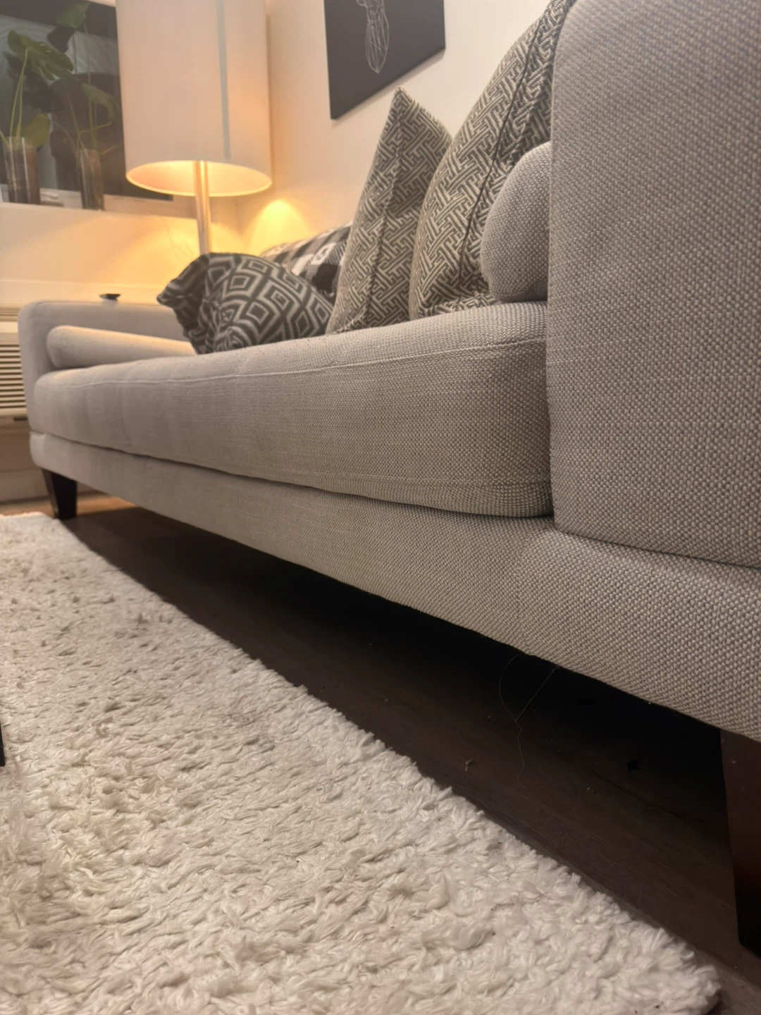 Grey Sofa with Decorative Pillows and Throw Blanket - photo 3