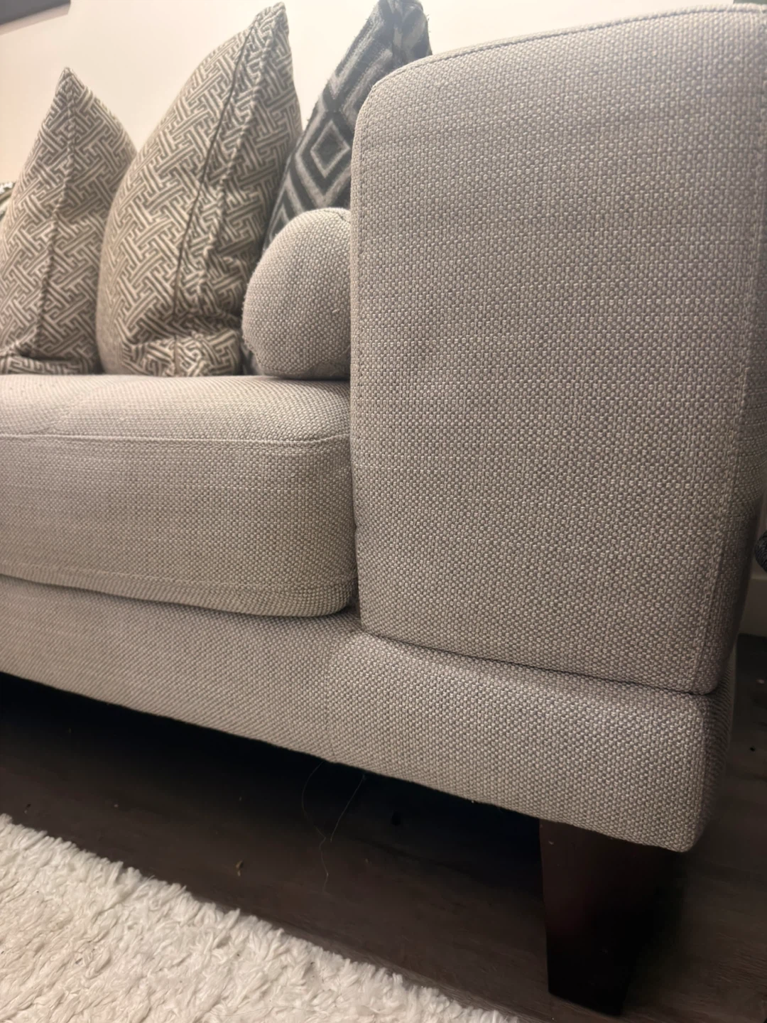 Grey Sofa with Decorative Pillows and Throw Blanket - photo 4