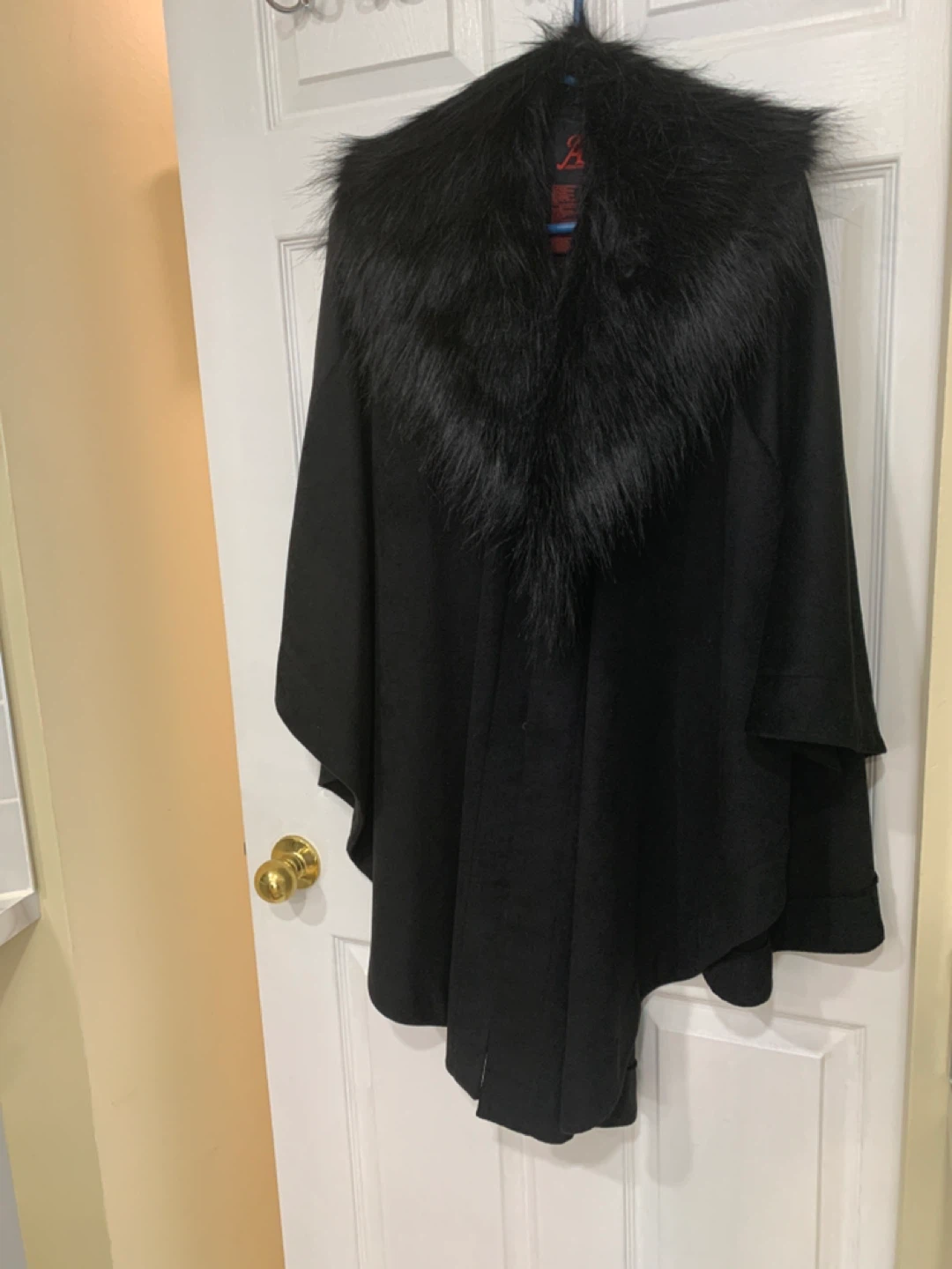 Black Cape with Faux Fur Collar