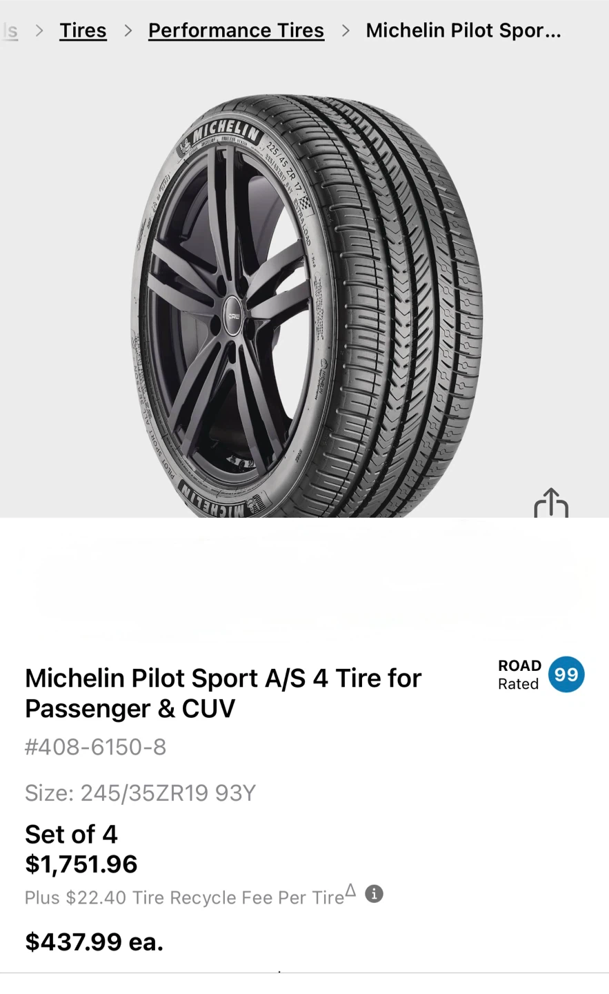 Michelin Pilot Sport A/S 4 245/35ZR19 93Y – Excellent Condition - photo 2