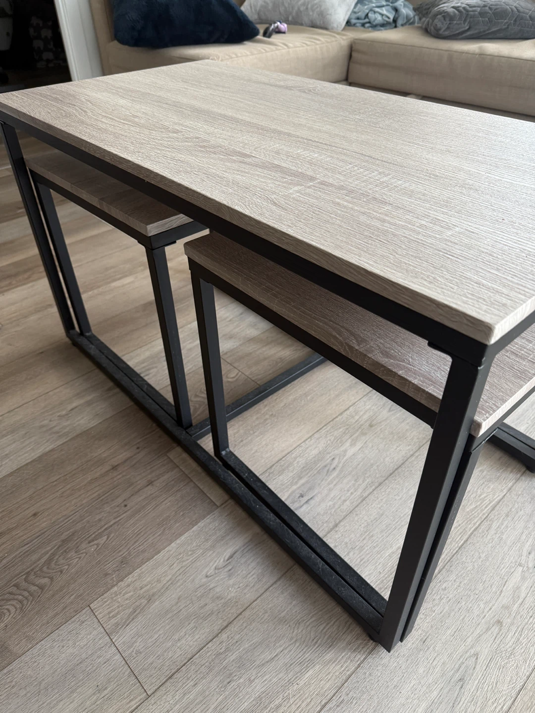 Coffee Table - Wood & Black Metal