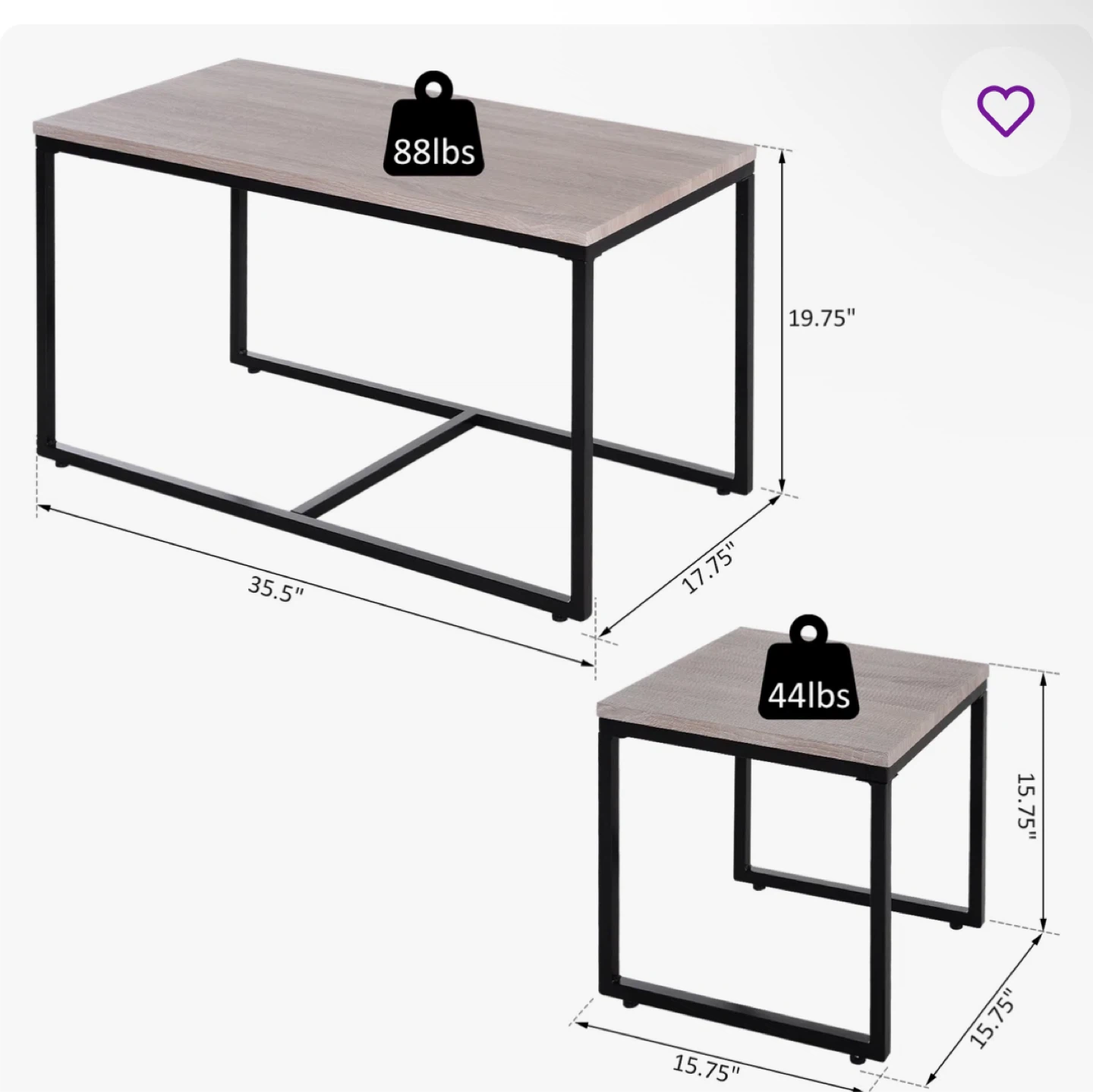 Coffee Table - Wood & Black Metal - photo 2