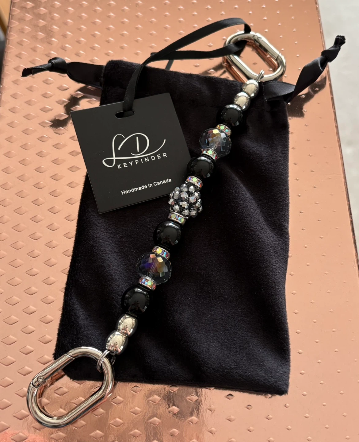 ✨✨Jetsetter Black Beaded Keychain