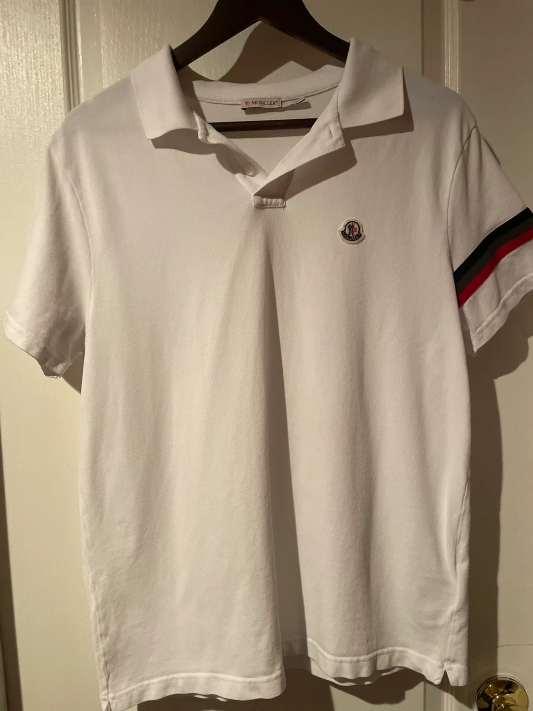 Moncler White Polo Shirt