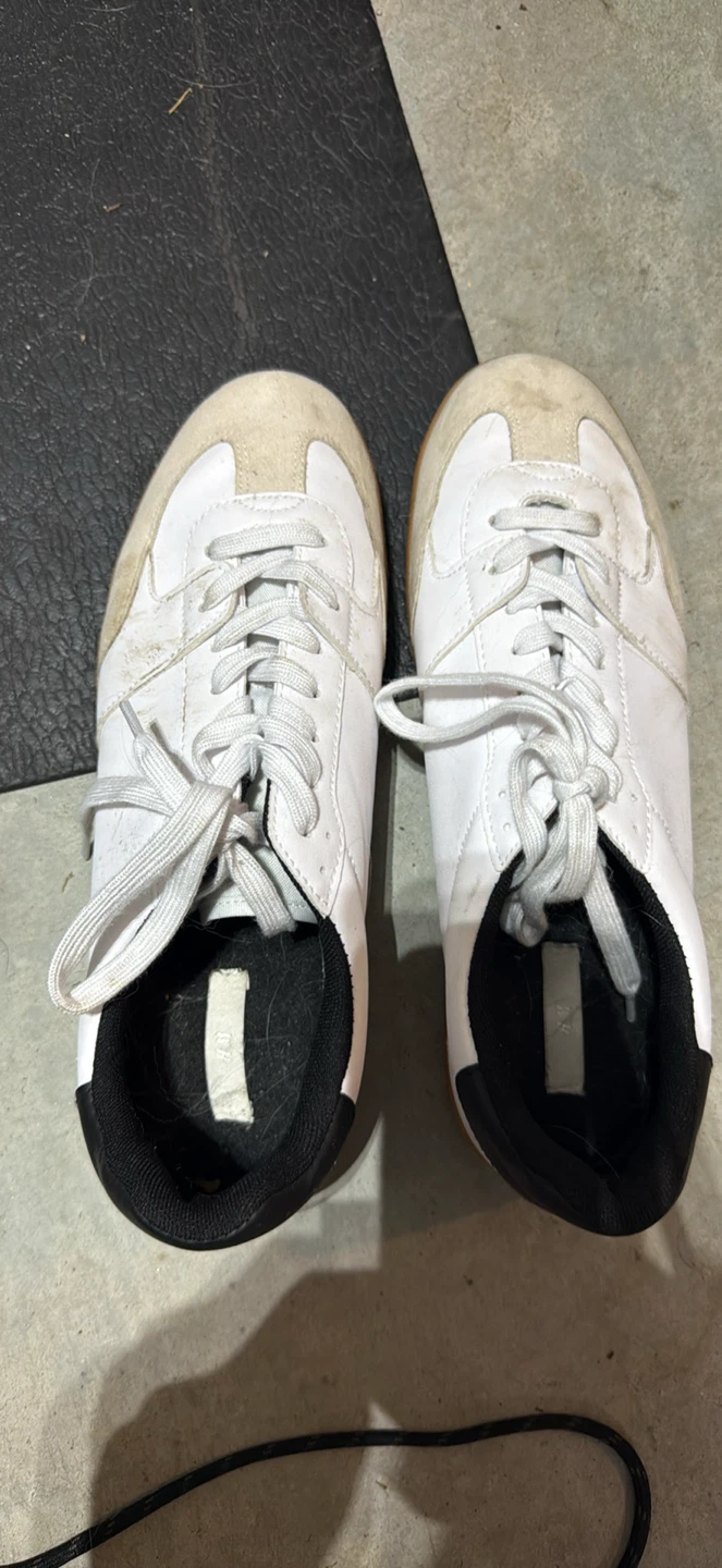 White and Tan Sneakers