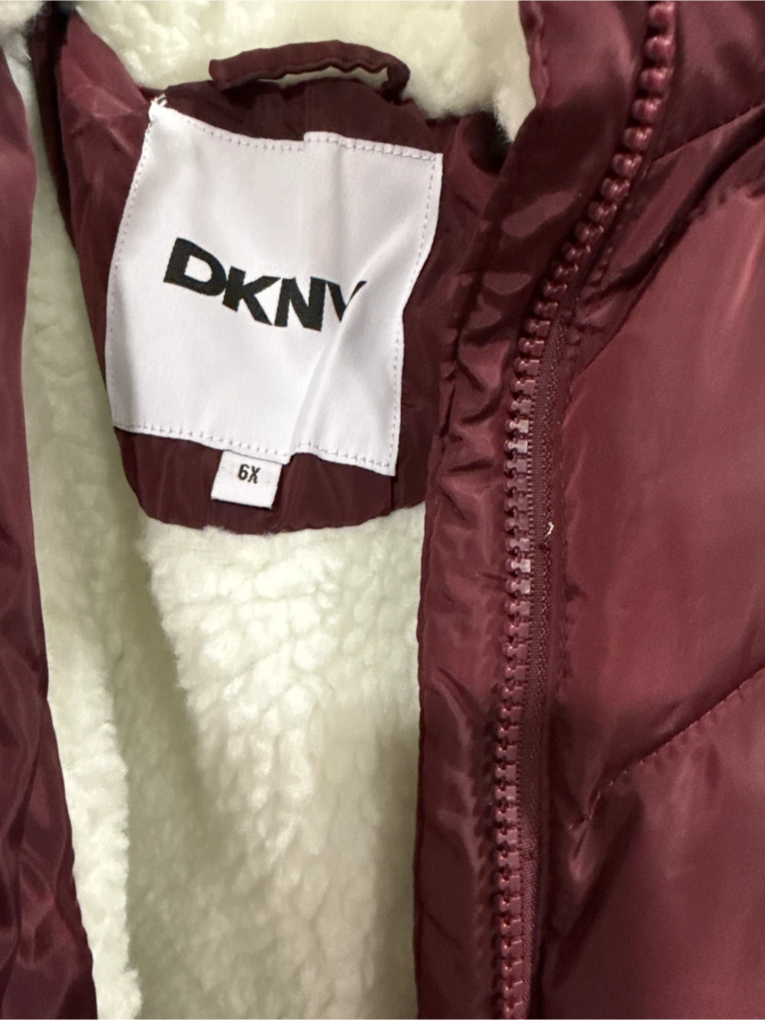 New 6x DKNY Puffer Jacket Burgundy Size 6X - photo 2