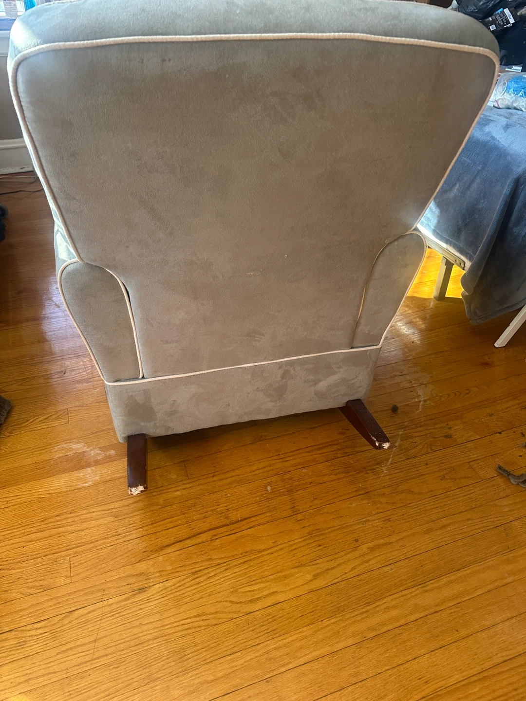 Grey Upholstered Glider Rocking Chair - photo 2
