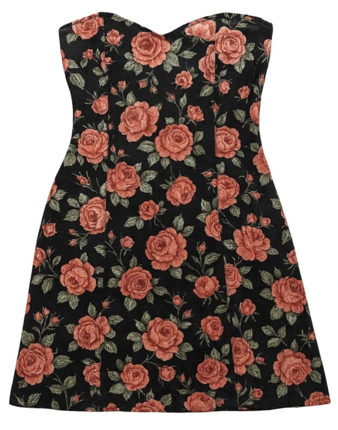 Eclipse Floral Strapless Sweetheart Mini Dress – Size Medium