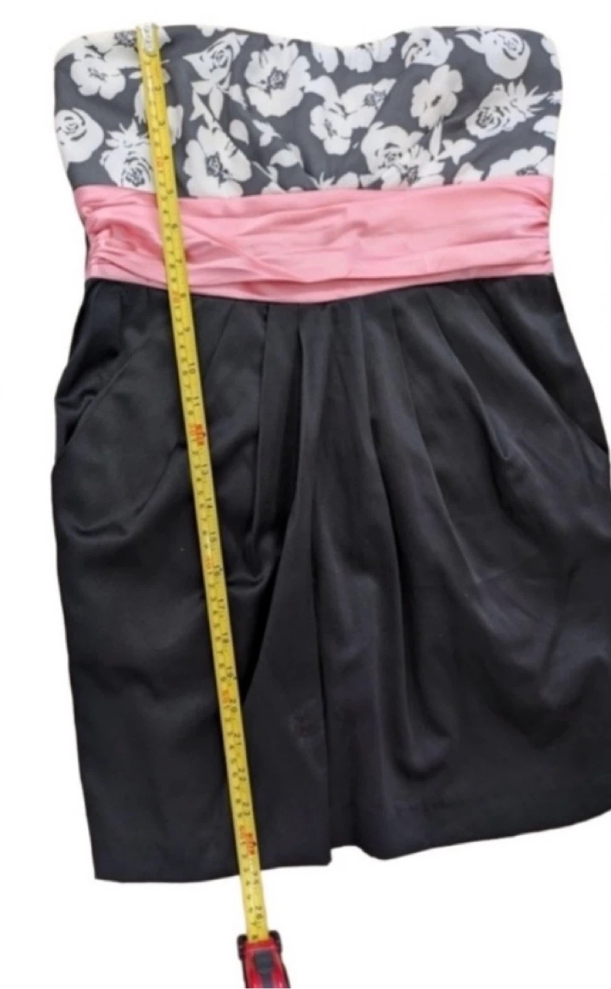Vintage Y2K Floral & Pink Strapless Dress – Fits Like Medium - photo 2