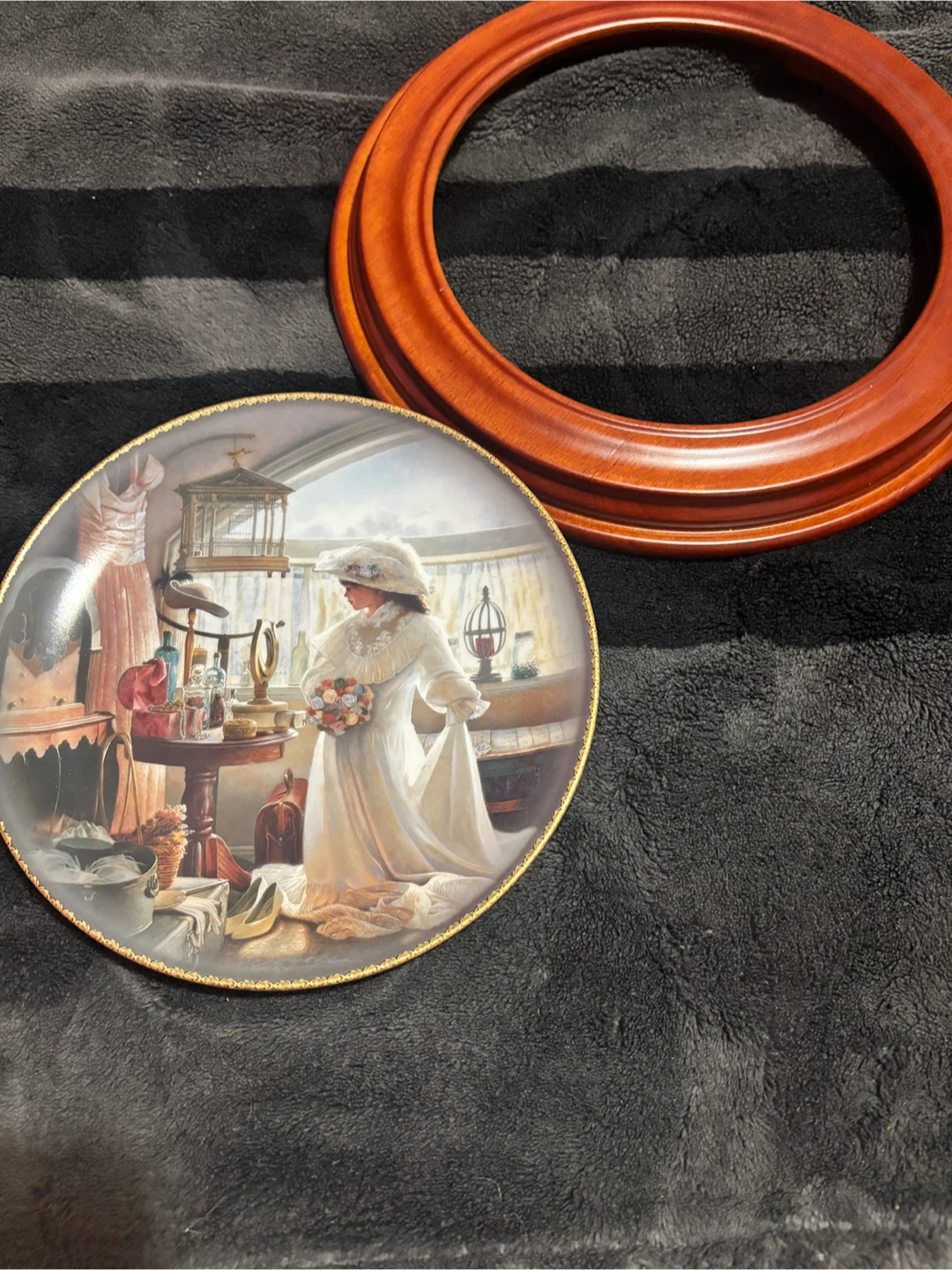 Decorative Plate with Ornate Wooden Frame