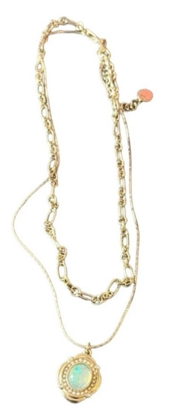 Gold Necklace w/ Opalescent Pendant