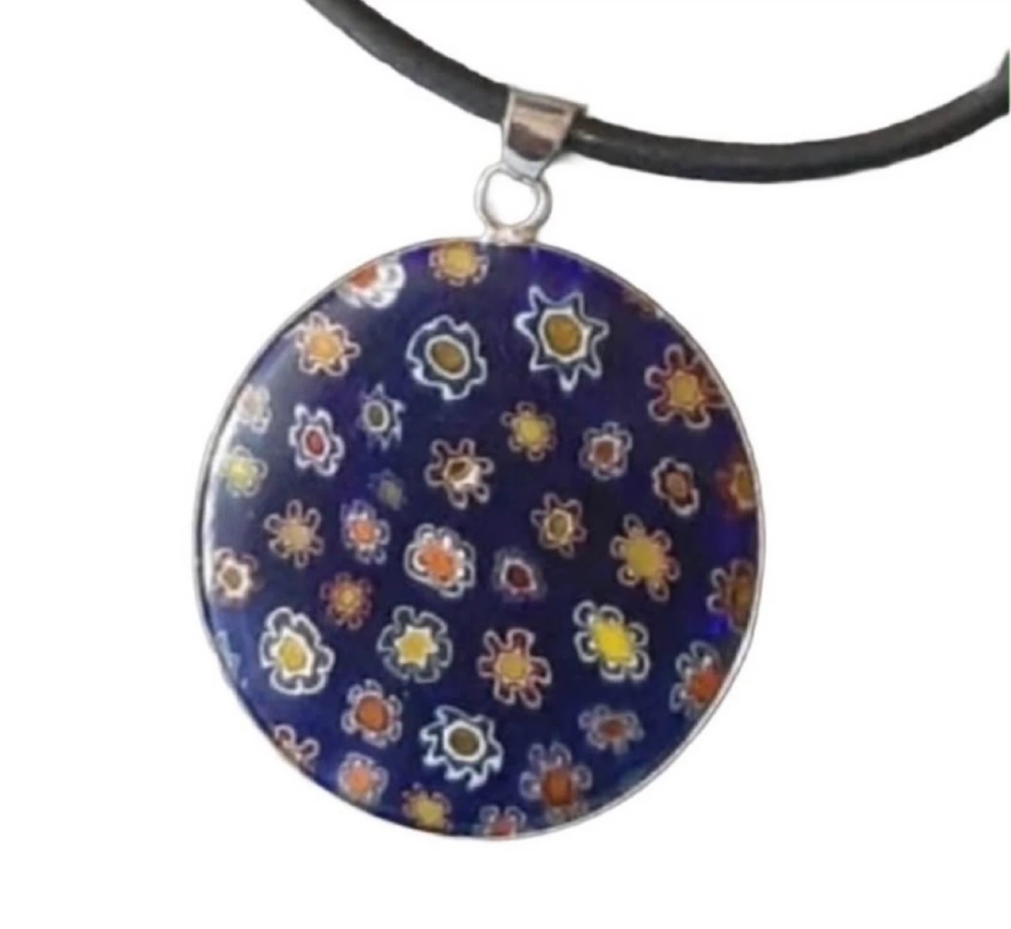 Blue Floral Pendant Cord Necklace – Artsy & Unique - photo 2