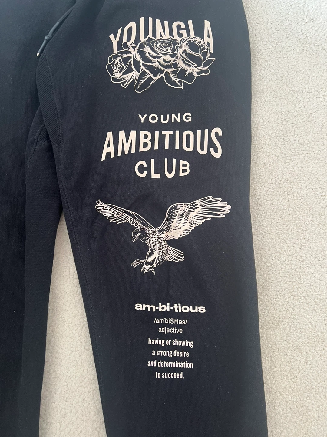 YOUNGLA YOUNG AMBITIOUS CLUB Black Sweatpants Medium - photo 2