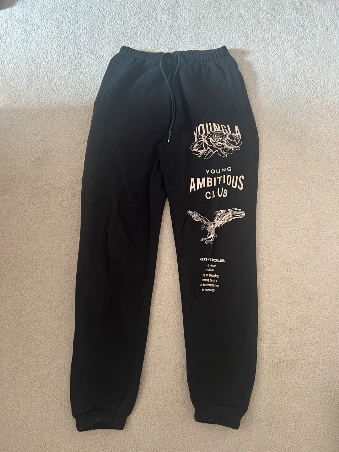 YOUNGLA YOUNG AMBITIOUS CLUB Black Sweatpants Medium