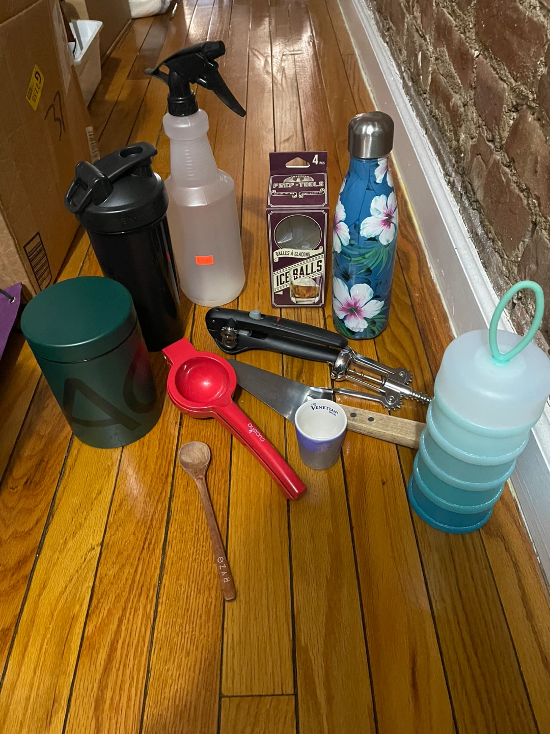 Kitchen Gadget Lot - Ice Ball Molds, Shaker, Water Bottle & More